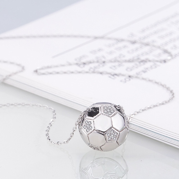 White Gold Pearl Football FIFA World Cup 2026 Collarbone Necklace