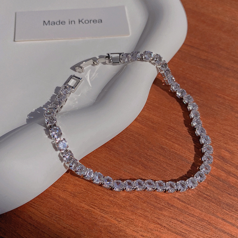 Silver Crystal and Pearl Half Chain Bracelet