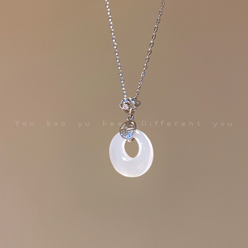 Silver White Peace Buckle Pendant Necklace