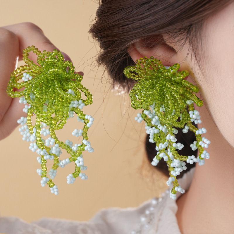 Bohemian Green Blue Tassel Earring