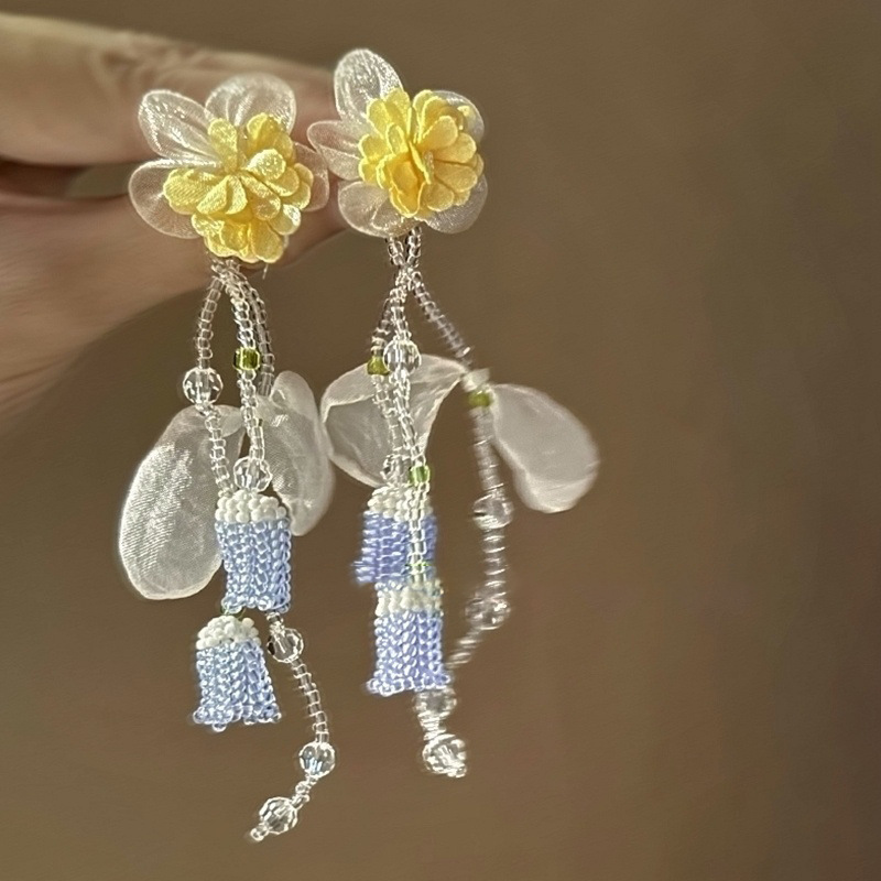 Bohemian White Yellow Tassel Earring