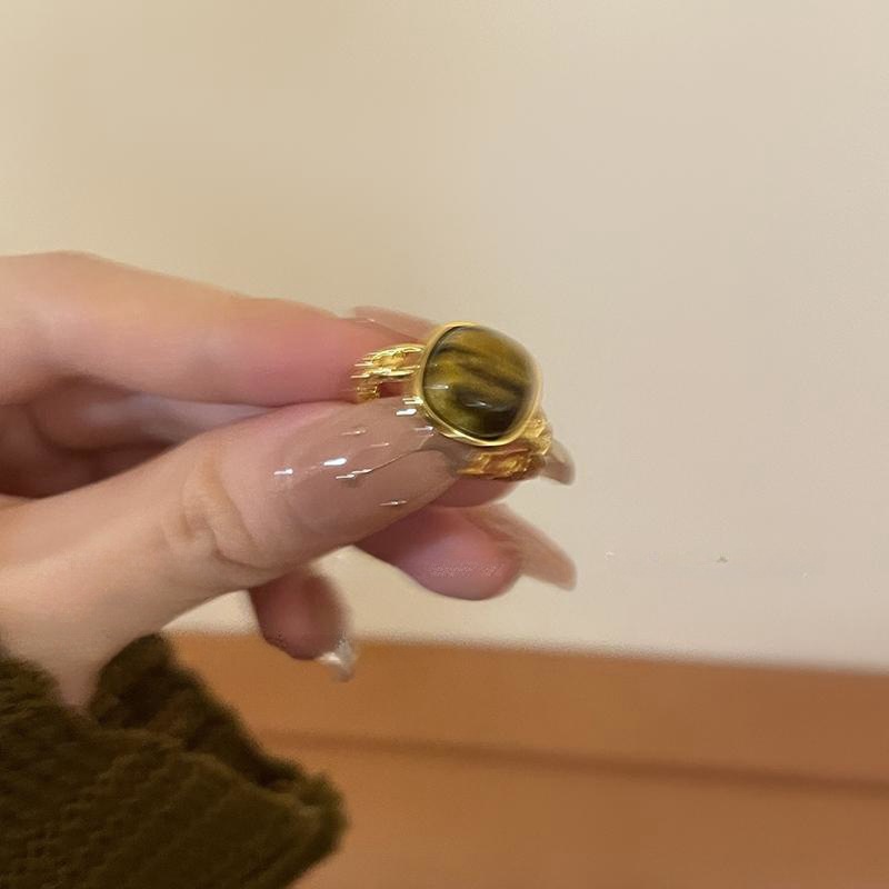 Gold Tiger Eye Cushion Statement Ring
