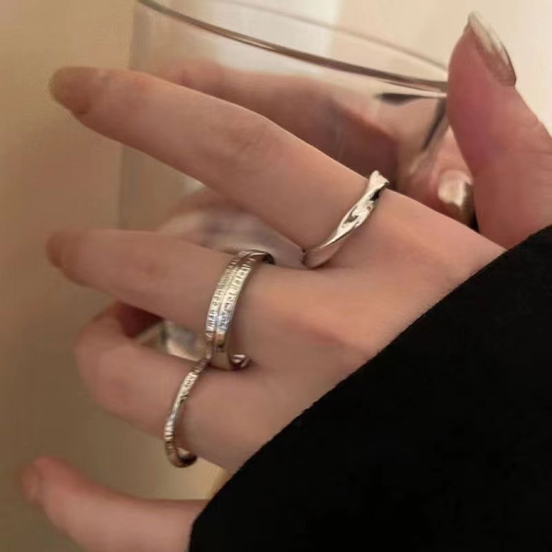 Silver Three Piece Stacked Ring Set