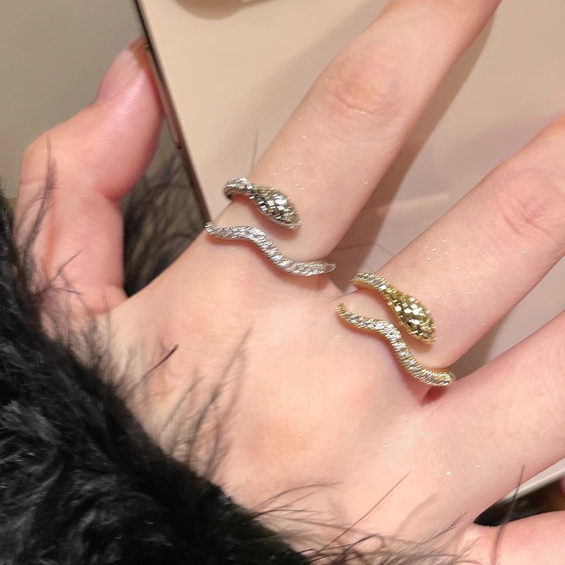 Gold Crystal Serpent Wrap Ring