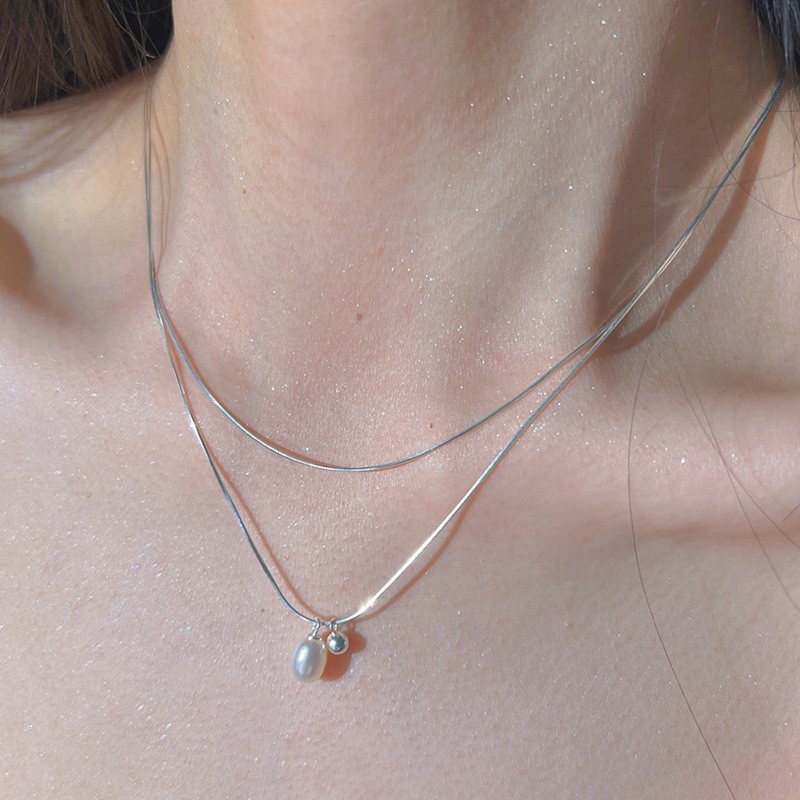 Sweet Heart Bow Pearl Necklace
