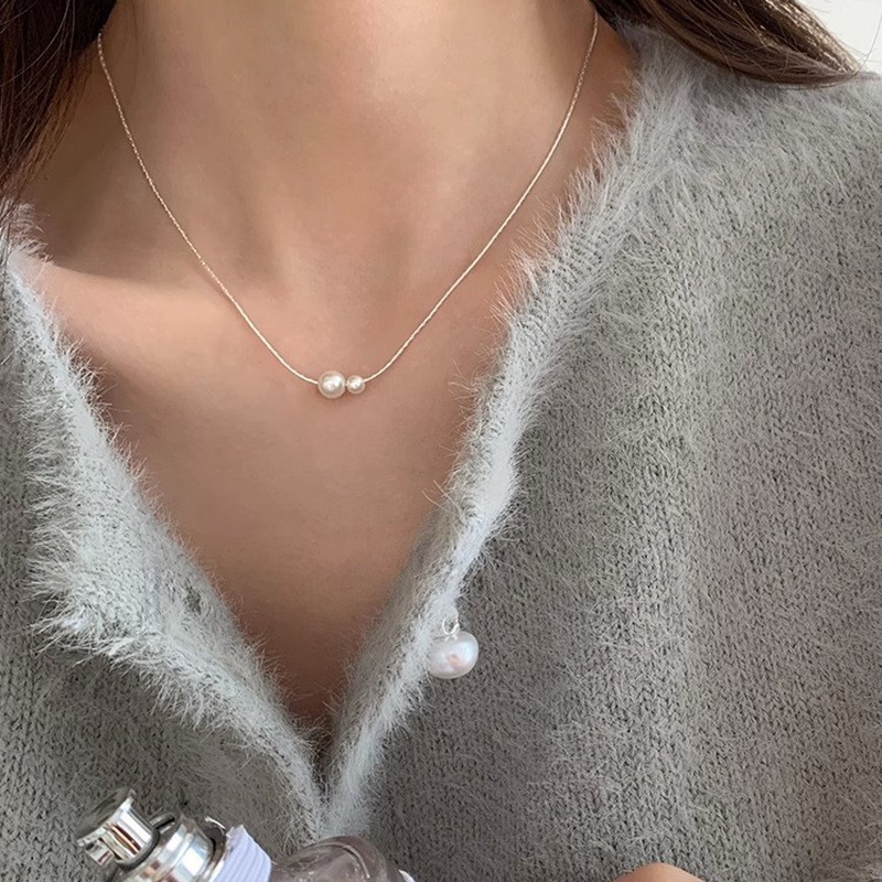 Sweet Heart Bow Pearl Necklace