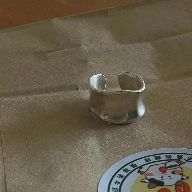 Wide Hammered Dome Open Ring