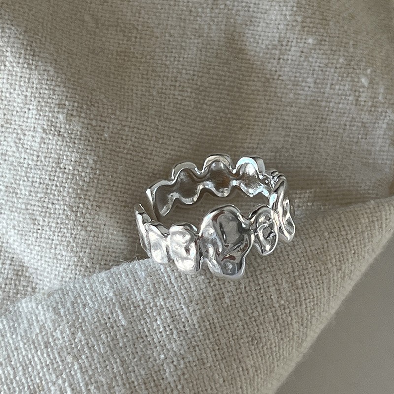 Molten Pebble Texture Open Ring