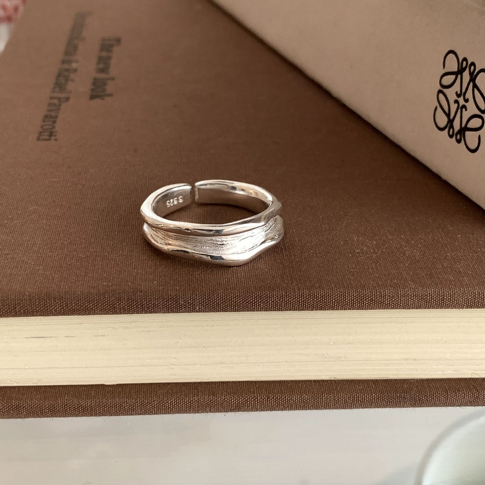 Double Layer Wave Band Open Ring
