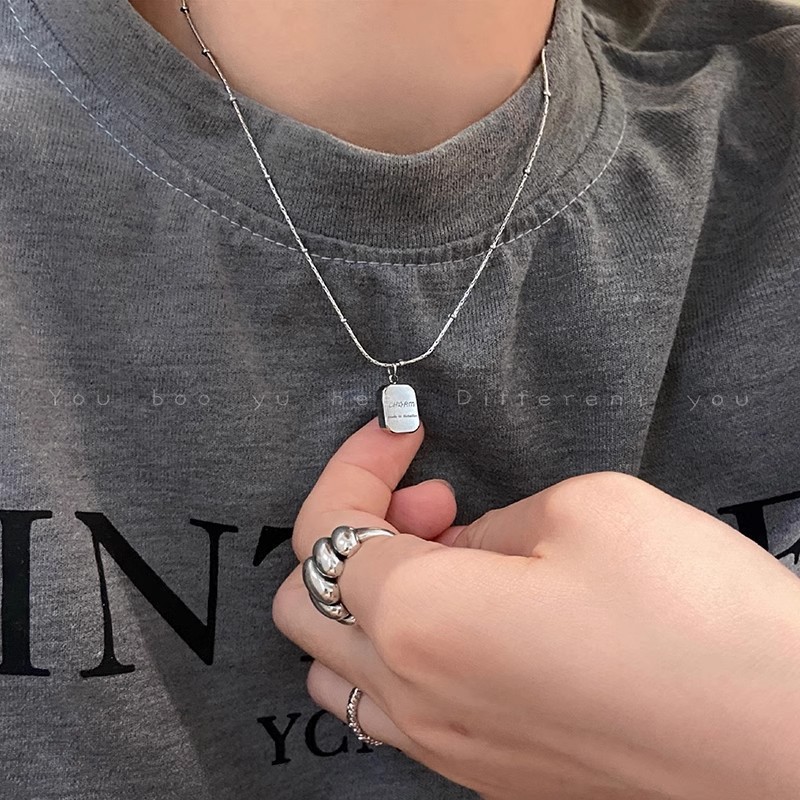 Silver Letter Tag Pendant Necklace