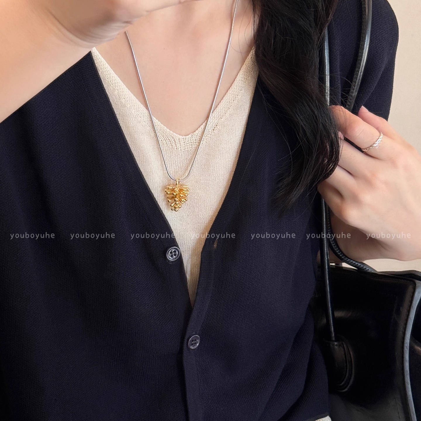 Gold Pinecone Pendant Snake Chain Necklace