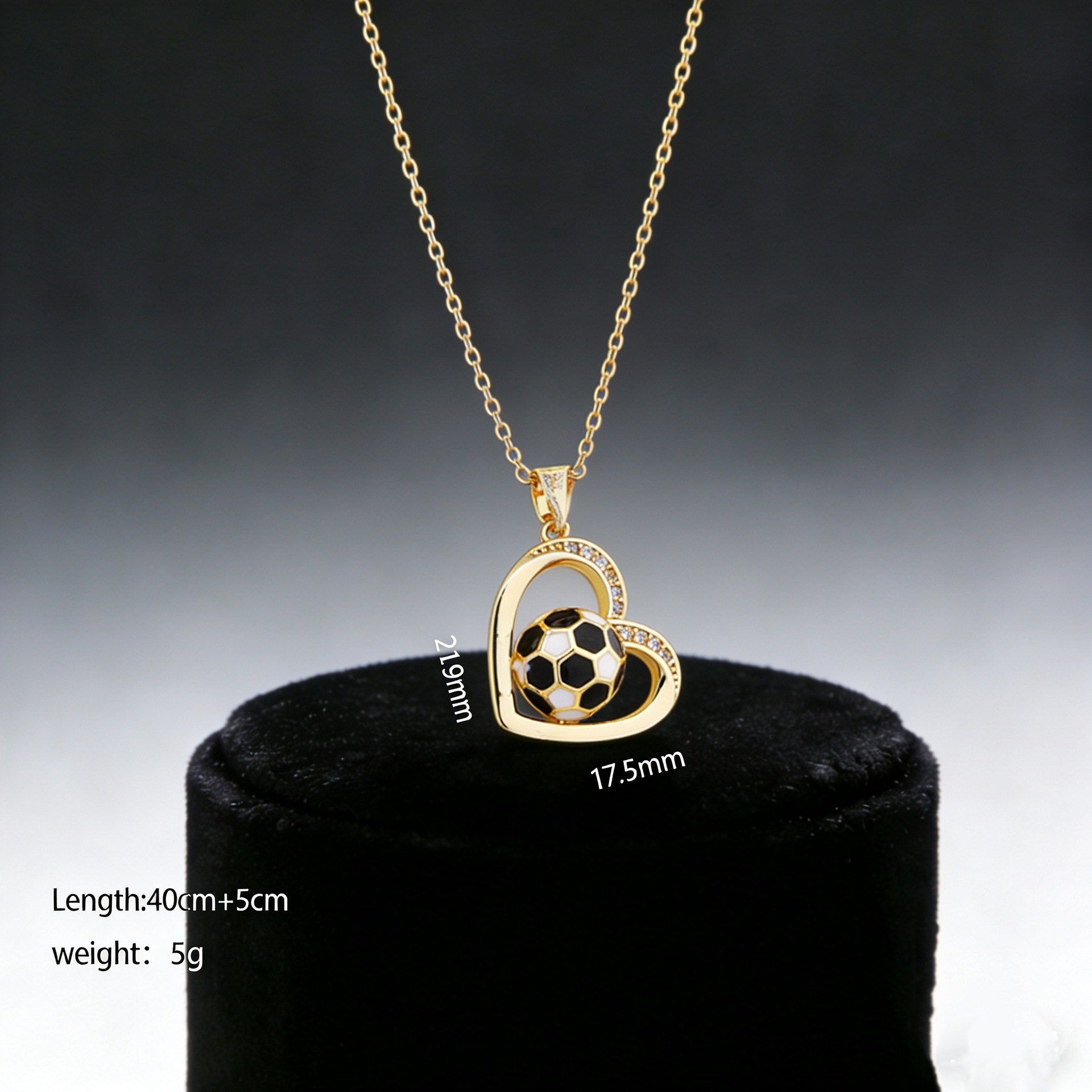 Gold Alloy Heart & Football FIFA World Cup 2026 Pendant Necklace