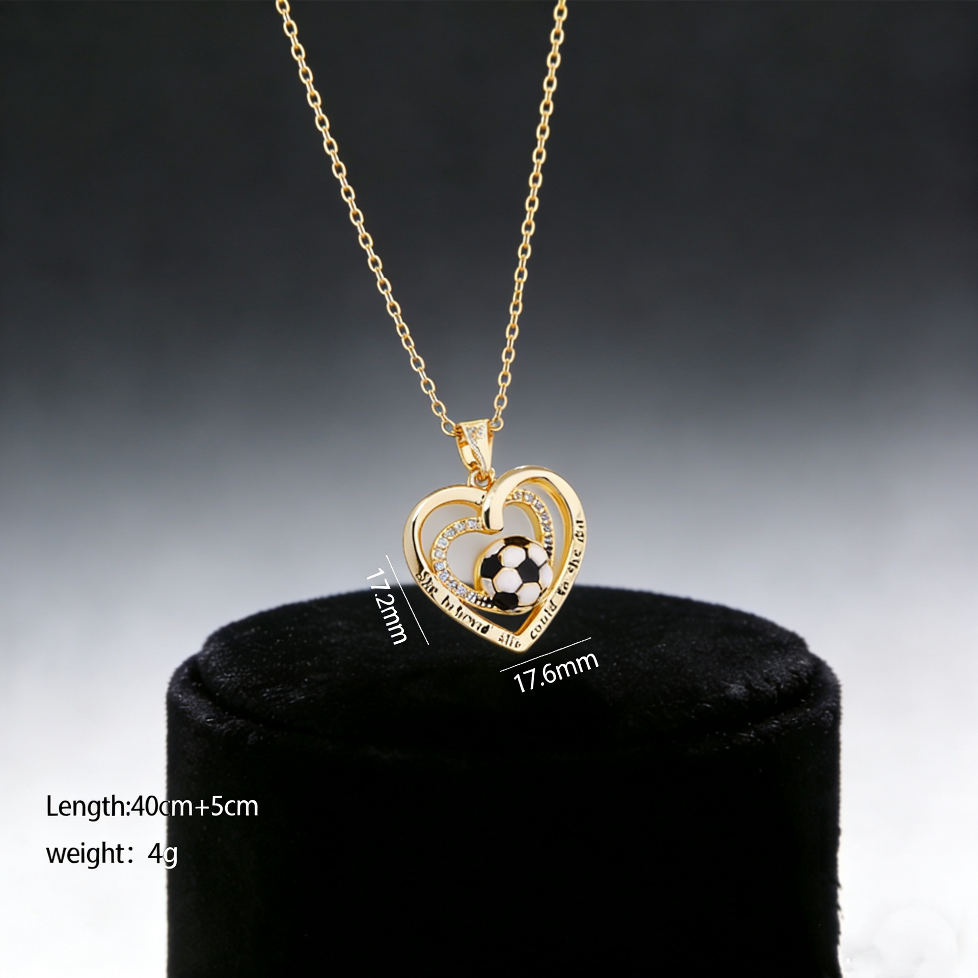 Silver Alloy Heart & Football FIFA World Cup 2026 Pendant Necklace