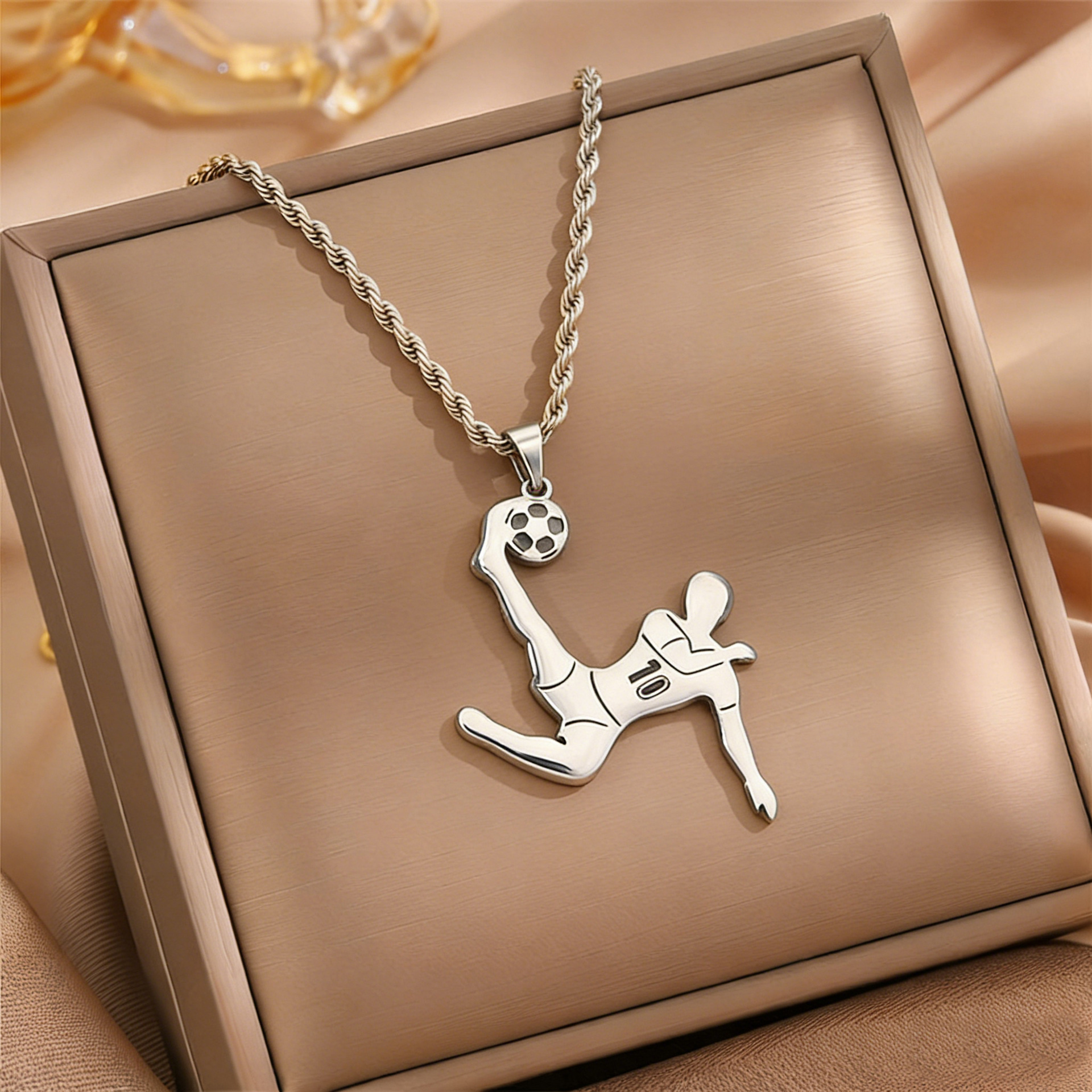 Steel No.10 Bicycle Kick FIFA World Cup 2026 Crystal Pendant Necklace