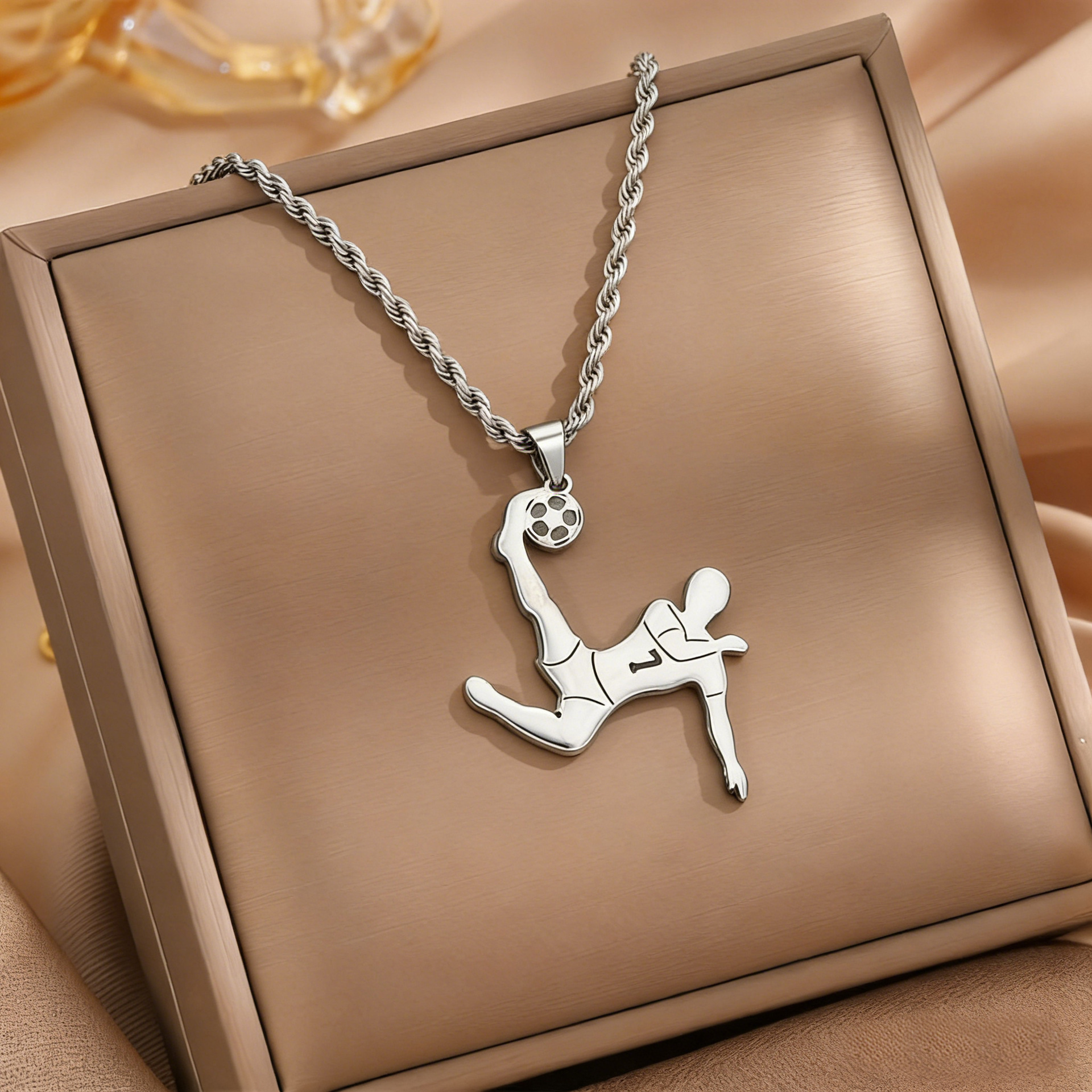 Steel No.7 Bicycle Kick FIFA World Cup 2026 Crystal Pendant Necklace