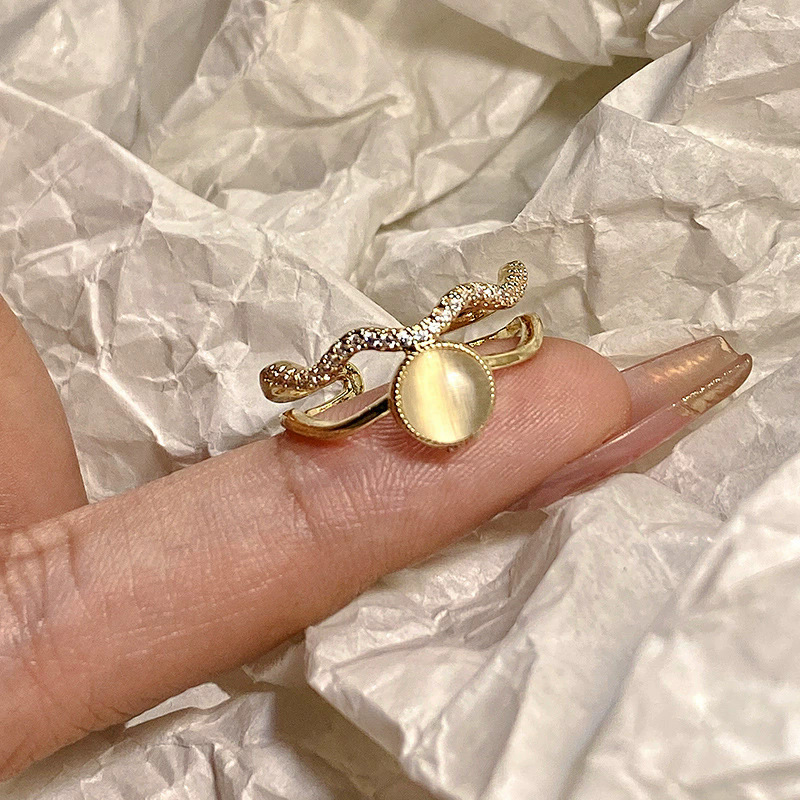 Gold Cat Eye Serpent Wrap Open Ring