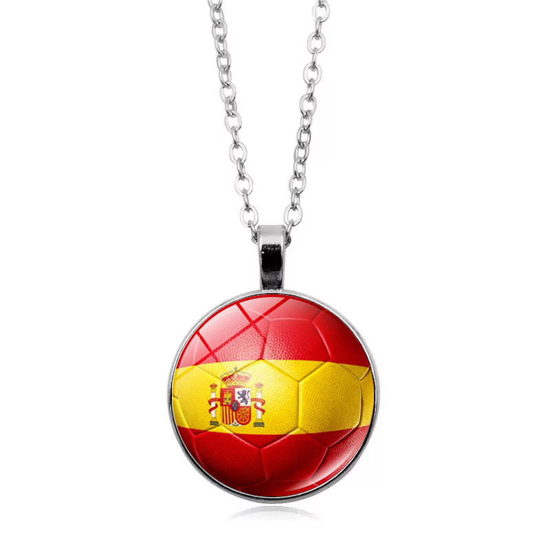 Spain Flag Football FIFA World Cup 2026 Pendant Necklace