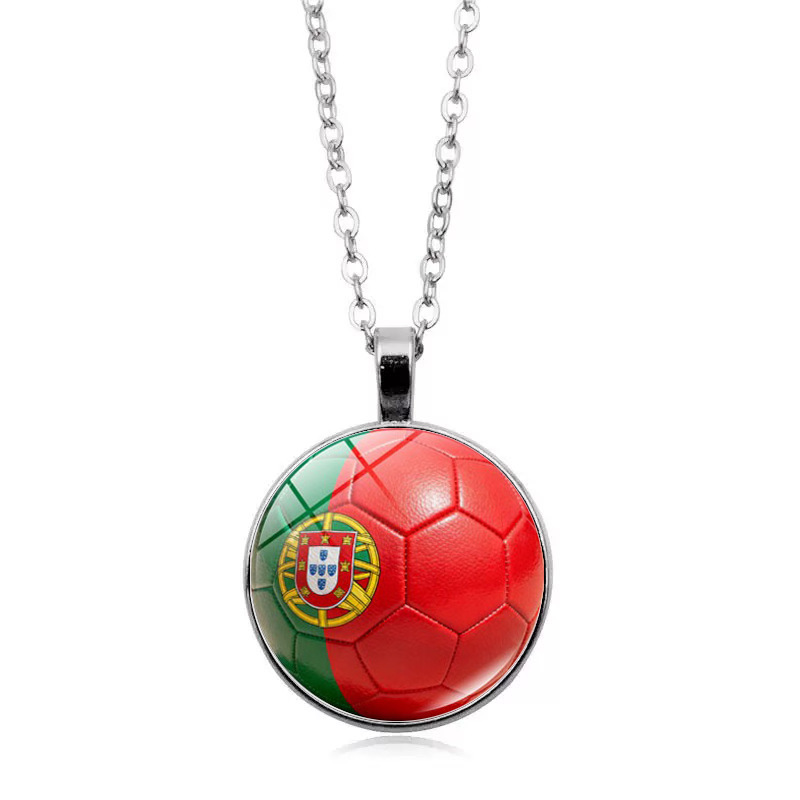 Portugal Flag Football FIFA World Cup 2026 Pendant Necklace