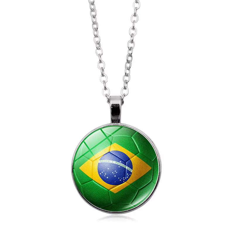 Brazil Flag Football FIFA World Cup 2026 Pendant Necklace