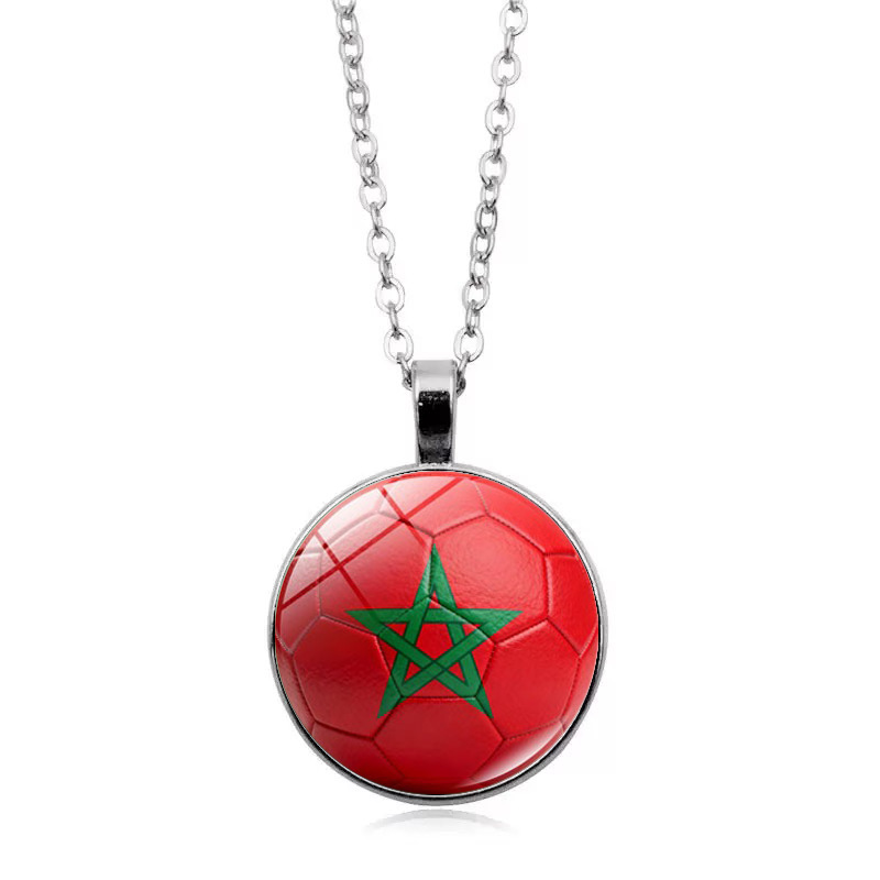 Morocco Flag Football FIFA World Cup 2026 Pendant Necklace