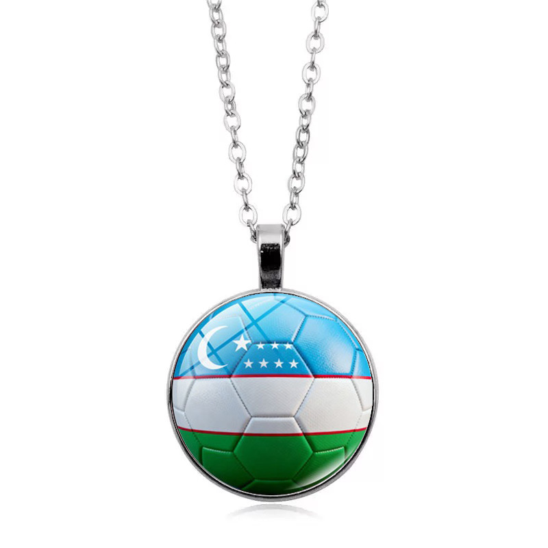 Uzbekistan Flag Football FIFA World Cup 2026 Pendant Necklace