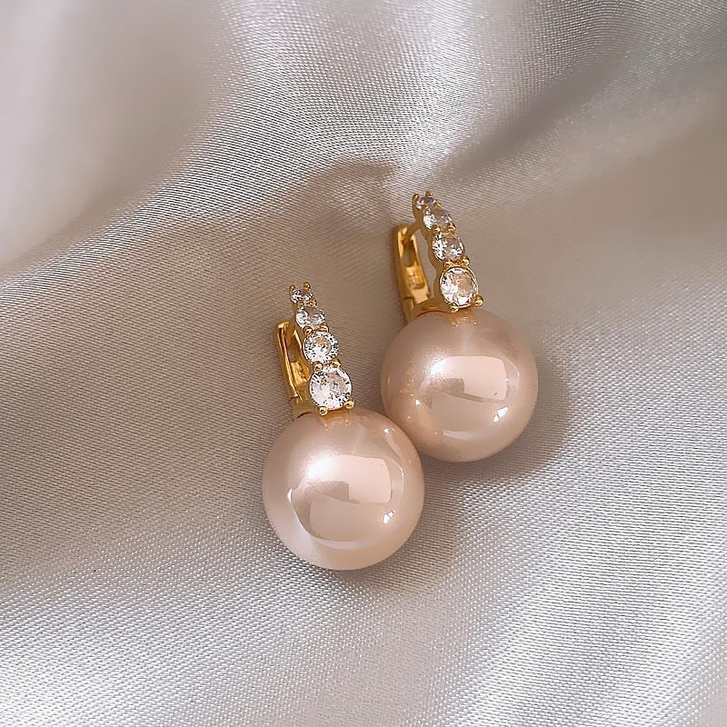 Champagne Crystal Drop Pearl Clip-on Earring