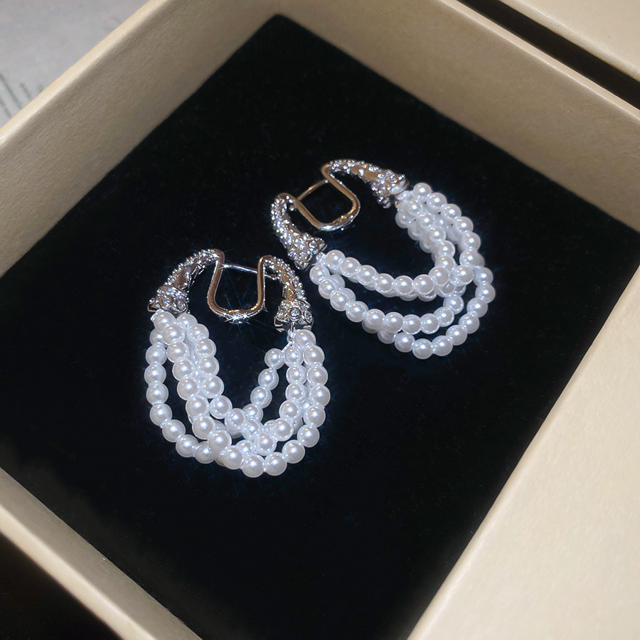 French Vintage Pearl Braid Clip-on Earring — Silver