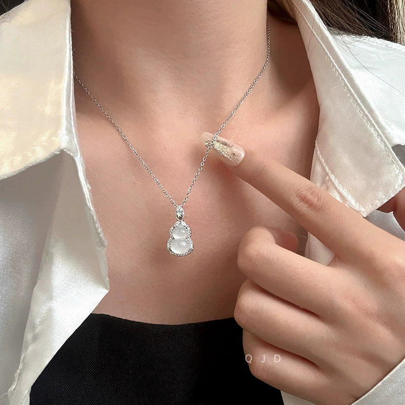Silver Clear Gourd CZ Pendant Necklace