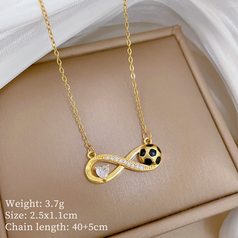 Titanium Steel Micro Crystal Football FIFA World Cup 2026 Collarbone Necklace