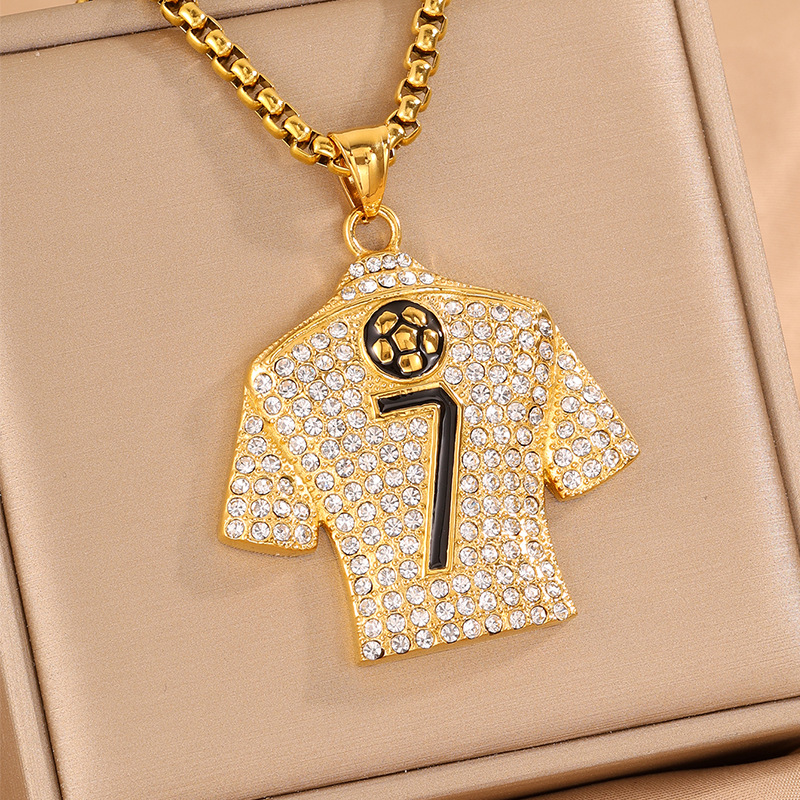 Gold No.7 Ronaldo Portugal FIFA World Cup 2026 Pearl Chain Pendant Necklace