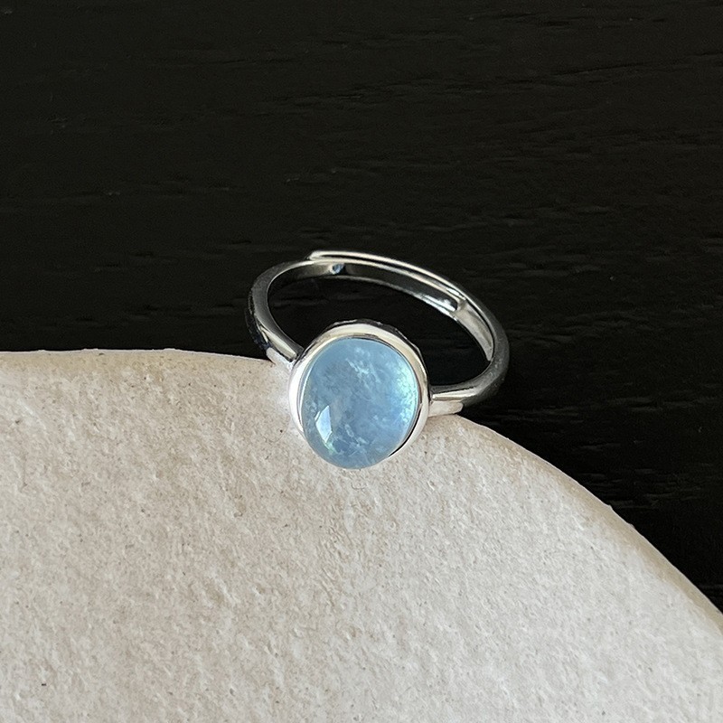 Sky Blue Stone Bezel Silver Ring