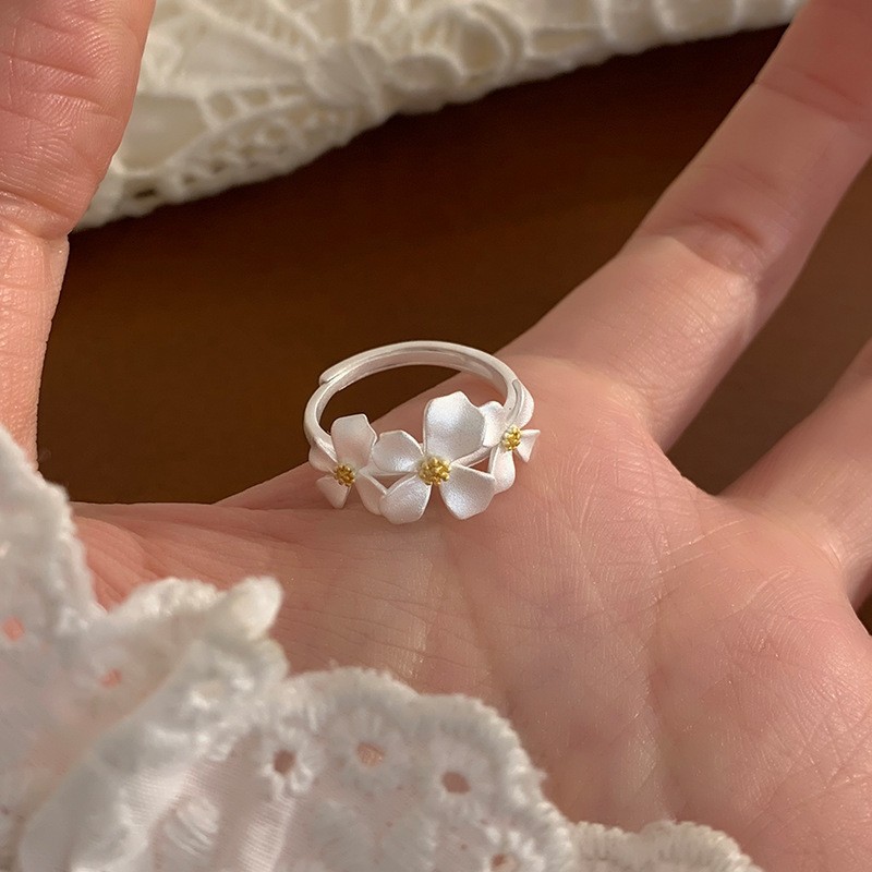 Wildflower Duo Gold Stamen Silver Ring