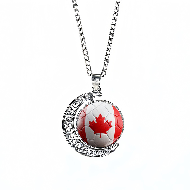 Canada Flag Spinning Moon FIFA World Cup 2026 Sweater Chain Necklace