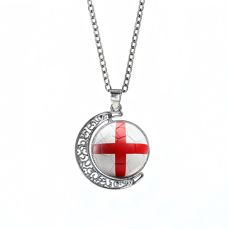 England Flag Spinning Moon FIFA World Cup 2026 Sweater Chain Necklace