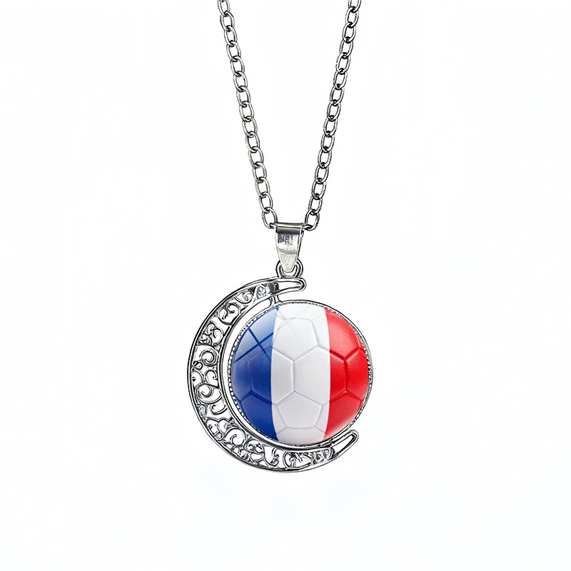 France Flag Spinning Moon FIFA World Cup 2026 Sweater Chain Necklace