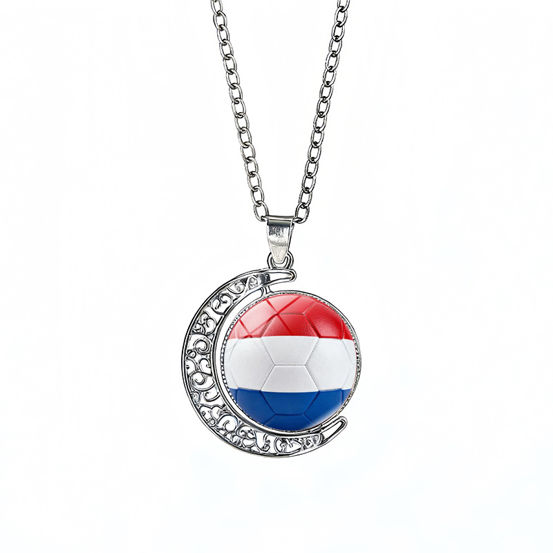 Netherlands Flag Spinning Moon FIFA World Cup 2026 Sweater Chain Necklace