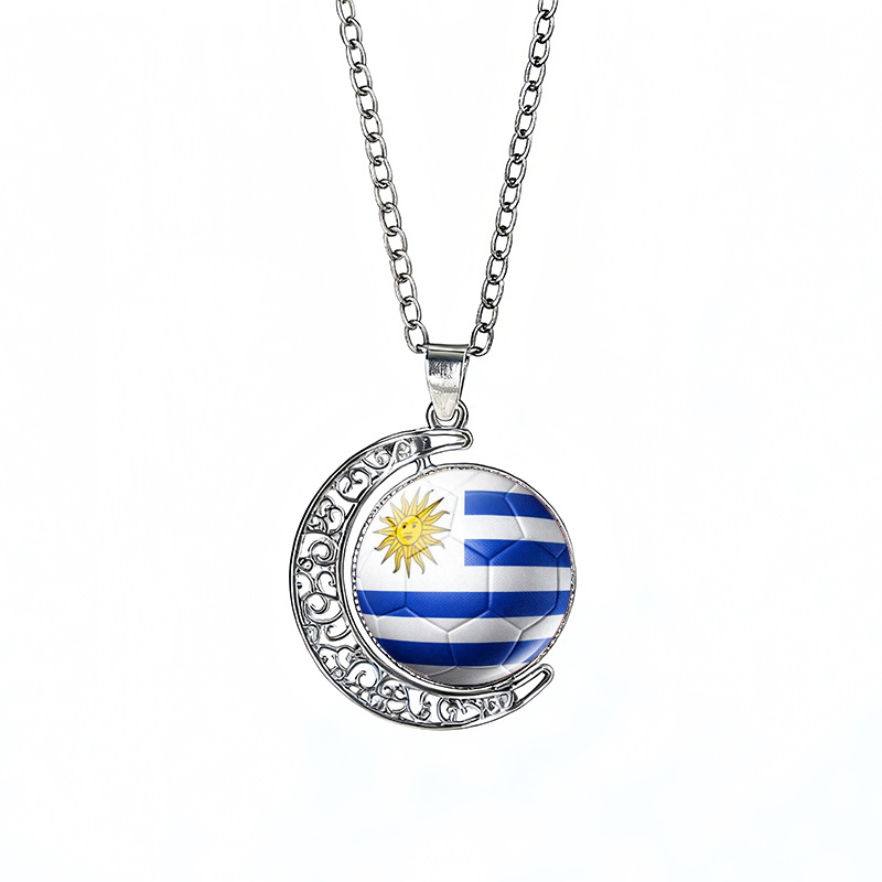 Uruguay Flag Spinning Moon FIFA World Cup 2026 Sweater Chain Necklace