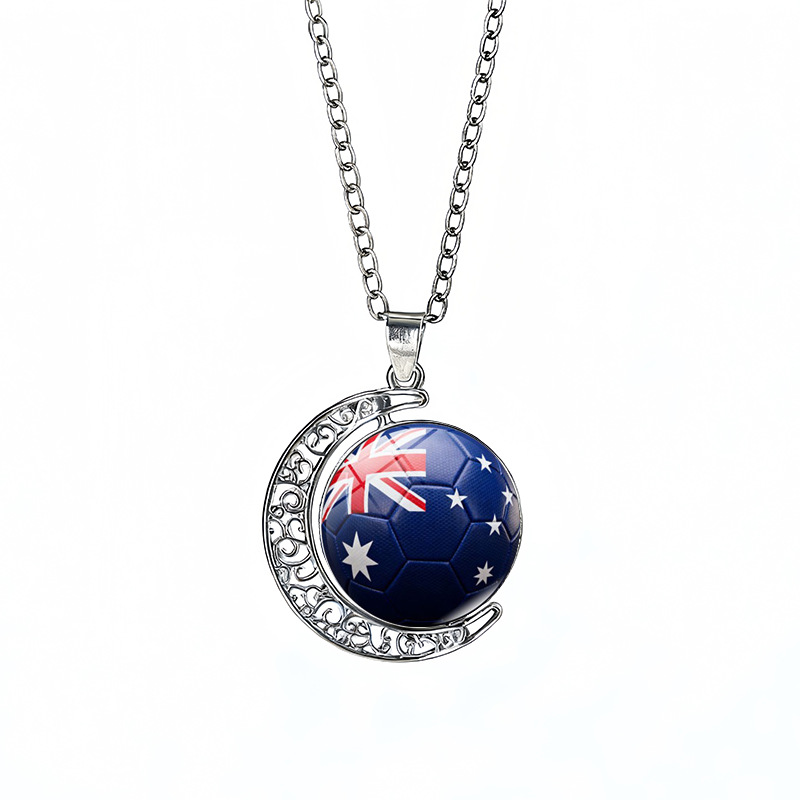 Australia Flag Spinning Moon FIFA World Cup 2026 Sweater Chain Necklace