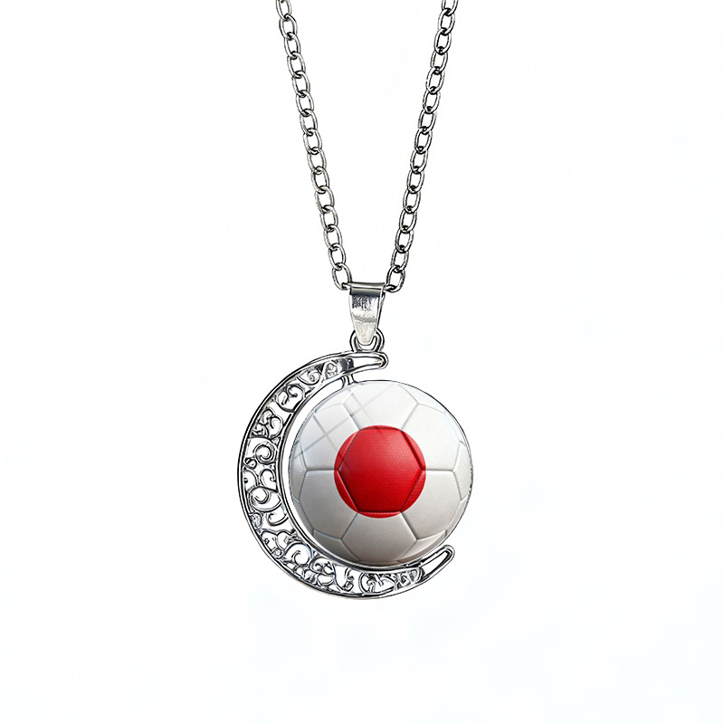 Japan Flag Spinning Moon FIFA World Cup 2026 Sweater Chain Necklace