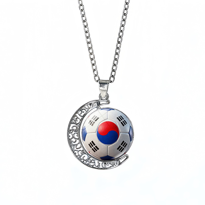 South Korea Flag Spinning Moon FIFA World Cup 2026 Sweater Chain Necklace