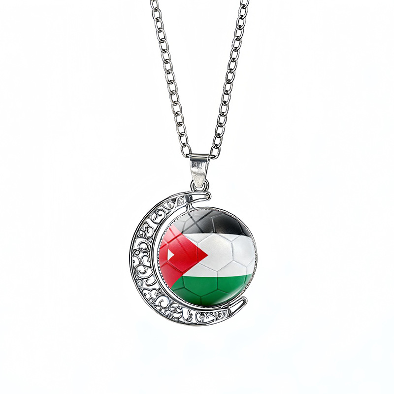 Jordan Flag Spinning Moon FIFA World Cup 2026 Sweater Chain Necklace