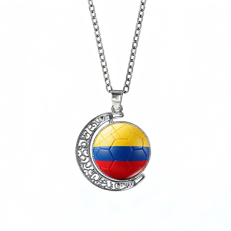 Colombia Flag Spinning Moon FIFA World Cup 2026 Sweater Chain Necklace