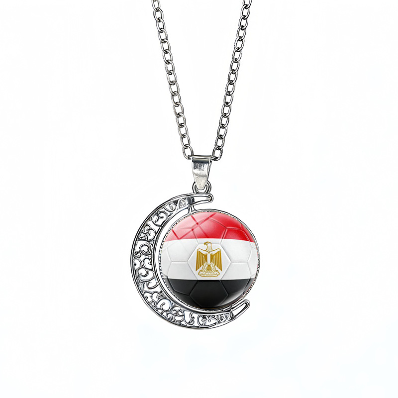 Egypt Flag Spinning Moon FIFA World Cup 2026 Sweater Chain Necklace
